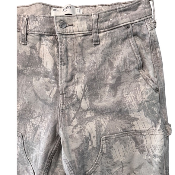 Hollister Loose Carpenter Pants Mens 31x30 Grey Camo Double Knee Utility Pants - Picture 3 of 5